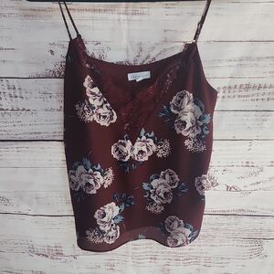 Socialite Burgundy Floral Lace Cami